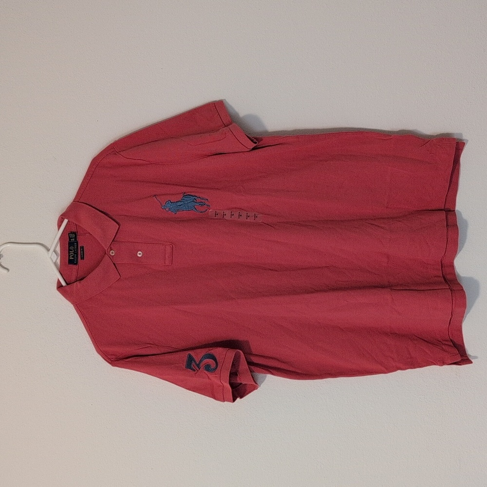 POLO RALPHA LAUREN  Mens Red Cotton Polo Shirt Size L.